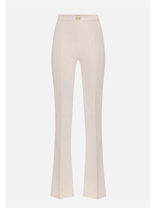 FLARED PANTS WITH LOGO PLATE ELISABETTA FRANCHI | PA07951E2193 burro